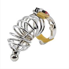 Impound Corkscrew Male Chastity Device with Penis Plug-thumb-2