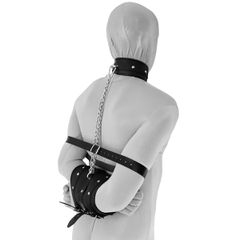 Leather handcuffs Double with collar and chain-thumb-1