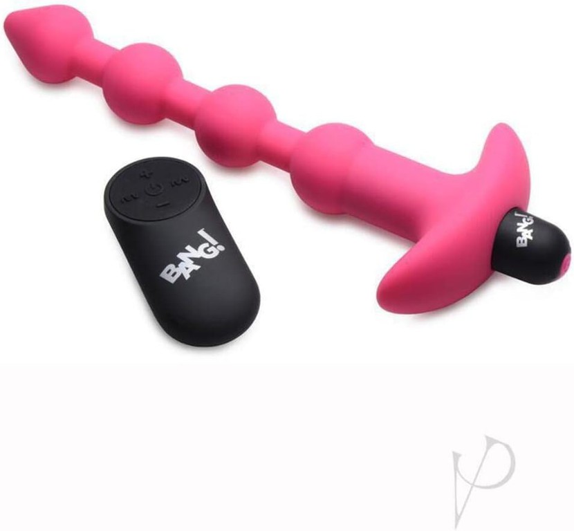 Vibrating Silicone Anal Beads & Remote Control - Pink