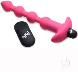 Vibrating Silicone Anal Beads & Remote Control - Pink