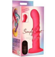 STRIATED SILICONE VIBRATOR WITH PINK CONTROL-thumb-1