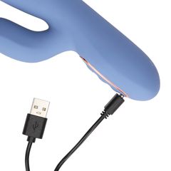 Warming Rotating Beads and Thrusting Rabbit Vibrator - Blue Nova-thumb-2