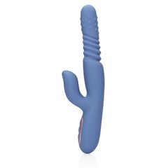 Warming Rotating Beads and Thrusting Rabbit Vibrator - Blue Nova-thumb-7