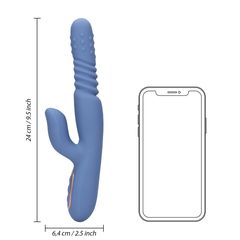 Warming Rotating Beads and Thrusting Rabbit Vibrator - Blue Nova-thumb-5