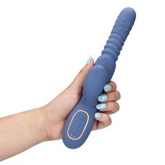 Warming Rotating Beads and Thrusting Rabbit Vibrator - Blue Nova-thumb-1