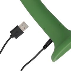 Non-Phallic Vibrating Dildo - Small - Forest Green-thumb-3