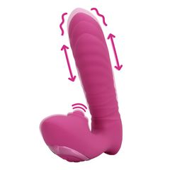 Thrusting and Tapping Vibrator - Powerful Pink-thumb-2