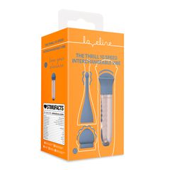 The Thrill - 10 Speed Interchangeable Vibrator - Blue-thumb-4