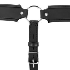 Ouch PU Leather Chastity Jock - Black-thumb-4