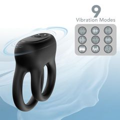 Vibrating Erection Ring Penis Overlay Dualo Black 9 Vibration Functions-thumb-3