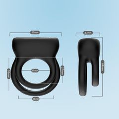 Vibrating Erection Ring Penis Overlay Dualo Black 9 Vibration Functions-thumb-1