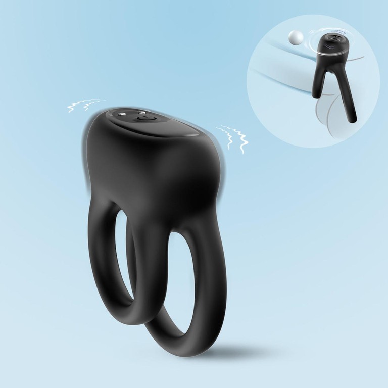 Vibrating Erection Ring Penis Overlay Dualo Black 9 Vibration Functions