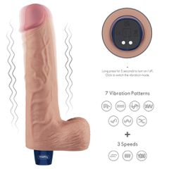 10" REAL SOFTEE Rechargeable Vibrating Dildo(Flesh)-thumb-6
