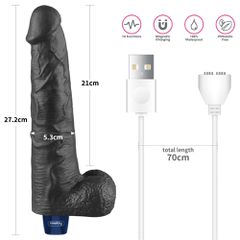 10.5" REAL SOFTEE Rechargeable Vibrating Dildo(Black)-thumb-8