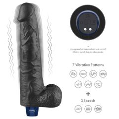 10.5" REAL SOFTEE Rechargeable Vibrating Dildo(Black)-thumb-9