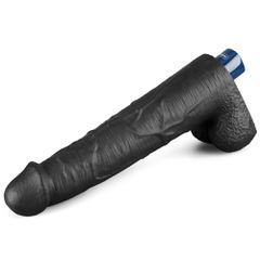 10.5" REAL SOFTEE Rechargeable Vibrating Dildo(Black)-thumb-2