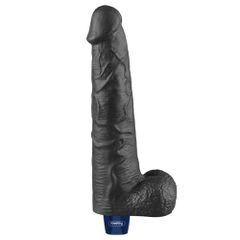 10.5" REAL SOFTEE Rechargeable Vibrating Dildo(Black)-thumb-7