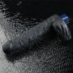 9" REAL SOFTEE Rechargeable Vibrating Dildo(Black)-thumb-5
