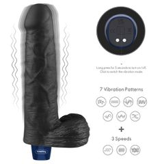 9" REAL SOFTEE Rechargeable Vibrating Dildo(Black)-thumb-3