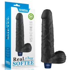 9" REAL SOFTEE Rechargeable Vibrating Dildo(Black)-thumb-7