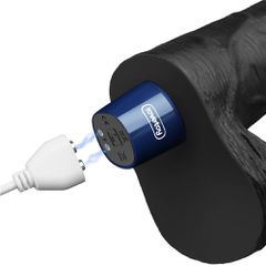 9" REAL SOFTEE Rechargeable Vibrating Dildo(Black)-thumb-2