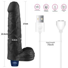9" REAL SOFTEE Rechargeable Vibrating Dildo(Black)-thumb-1
