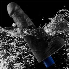 9" REAL SOFTEE Rechargeable Vibrating Dildo(Black)-thumb-4