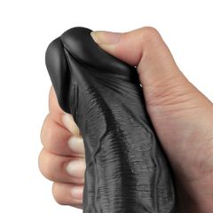 10" REAL SOFTEE Rechargeable Vibrating Dildo Black-thumb-5