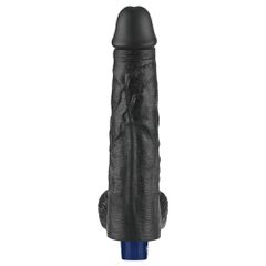 10" REAL SOFTEE Rechargeable Vibrating Dildo Black-thumb-2