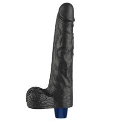 10" REAL SOFTEE Rechargeable Vibrating Dildo Black-thumb-4