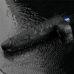 10" REAL SOFTEE Rechargeable Vibrating Dildo Black-thumb-10
