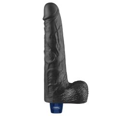 10" REAL SOFTEE Rechargeable Vibrating Dildo Black-thumb-6