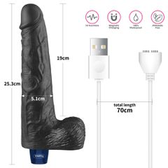 10" REAL SOFTEE Rechargeable Vibrating Dildo Black-thumb-7