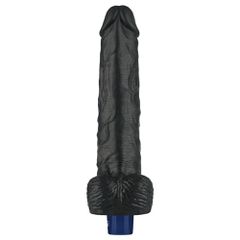 10" REAL SOFTEE Rechargeable Vibrating Dildo Black-thumb-1
