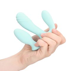 Three-In-One Liquid Silicone Vibrator - Breezy Blue-thumb-12