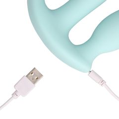 Three-In-One Liquid Silicone Vibrator - Breezy Blue-thumb-11