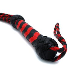 Leather Whip Nine Tails Black & Red-thumb-1