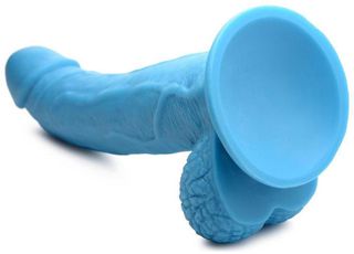 POP 7.5" Dildo with Balls - Blue-thumb-1