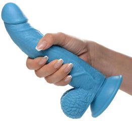 POP 7.5" Dildo with Balls - Blue-thumb-2
