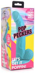 POP 7.5" Dildo with Balls - Blue-thumb-3