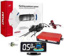 ΣΥΣΤΗΜΑ ΠΑΡΚΑΡΙΣΜΑΤΟΣ 12V ΜΕ 4 ΑΙΣΘΗΤΗΡΕΣ ΣΕ ΛΕΥΚΟ ΧΡΩΜΑ 21,5mm ΜΕ BUZZER (ΗΧΟ) ΚΑΙ ΟΘΟΝΗ LED 3D ΑΜΙΟ - 1 τεμ.