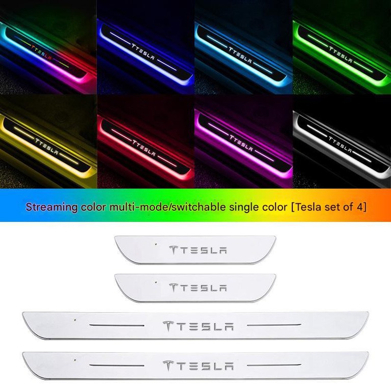 Tesla Logo Φωτιζόμενα Μαρσπιέ Πόρτας (4τμχ) Dynamic Ambient Light 11 εφέ Φωτισμού ασύρματη εγκατάσταση