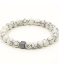 Ανδρικό Βραχιόλι με Ορυκτές Πέτρες Howlite και Αιματίτη KBRST020