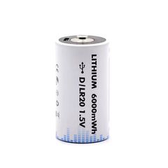 Επαναφορτιζόμενη μπαταρία λιθίου τύπου D 1.5V 6000mwh USB Type C