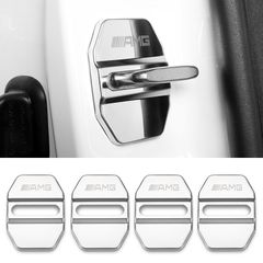 4x Καλύμματα Κλειδαριάς Πόρτας MERCEDES – Ανοξείδωτο Ατσάλι με Λογότυπο AMG– χρώματος ασημί