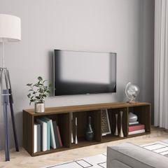 Βιβλιοθήκη  Έπιπλο Τηλεόρασης Καφέ Δρυς 143x30x36 Εκατοστα Επεξεργασμενο Ξύλο