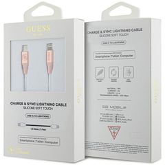 Guess Ebossed Logo USB-C / Lightning Cable 1.5m Fast Charging - Pink-thumb-1