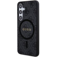 Guess 4G Collection Leather Metal Logo MagSafe Case for Samsung Galaxy S24 - Black