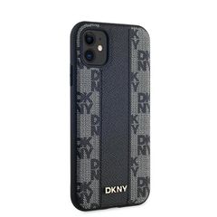 DKNY Leather Checkered Mono Pattern MagSafe Case for iPhone 11 / Xr - Black-thumb-3