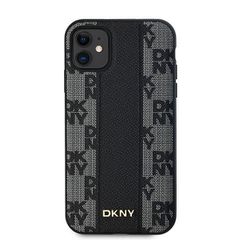 DKNY Leather Checkered Mono Pattern MagSafe Case for iPhone 11 / Xr - Black-thumb-2